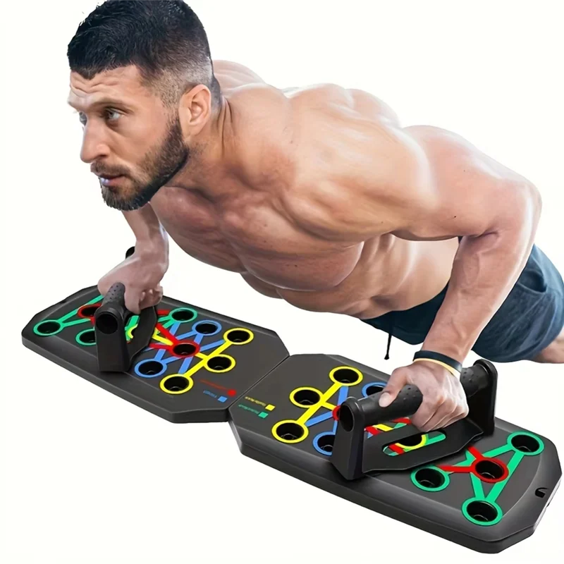 -ABLP Portable Folding Push-Up Board, Multi-Functional Anti-Slip Mat With Handle, Home Fitness Exercise For Chest