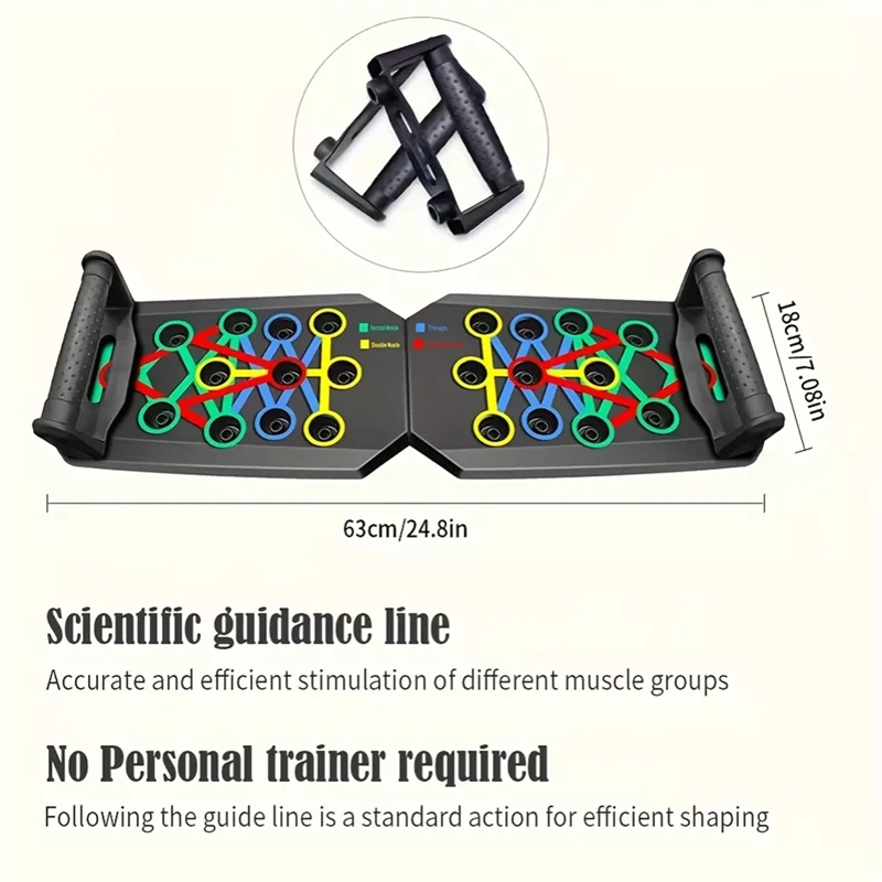 -ABLP Portable Folding Push-Up Board, Multi-Functional Anti-Slip Mat With Handle, Home Fitness Exercise For Chest