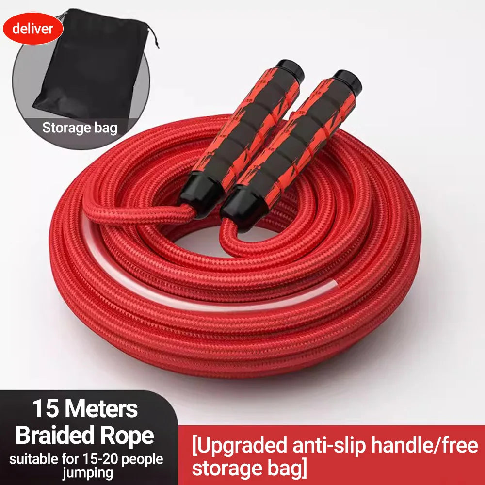 ST ORIGINAL  3/10/15m Thick Long Jump Rope Spring Group Skipping Rope Anti-slip Wooden Handles School Collective Sports Shaking